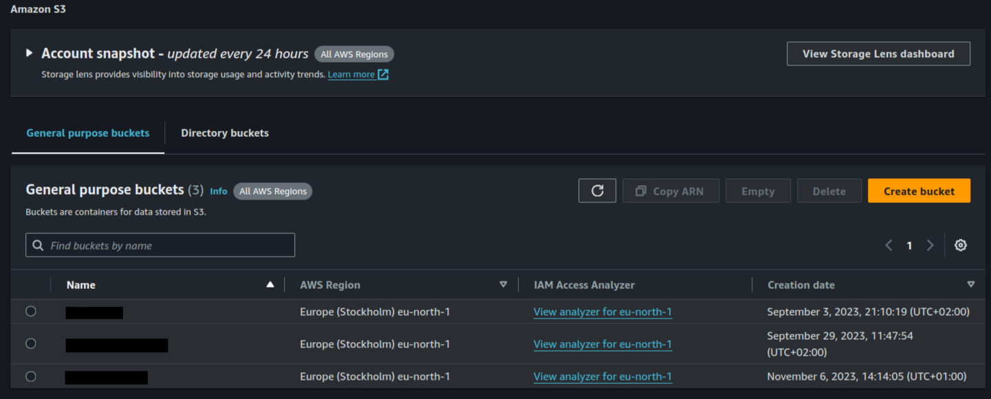 Creating a bucket on AWS