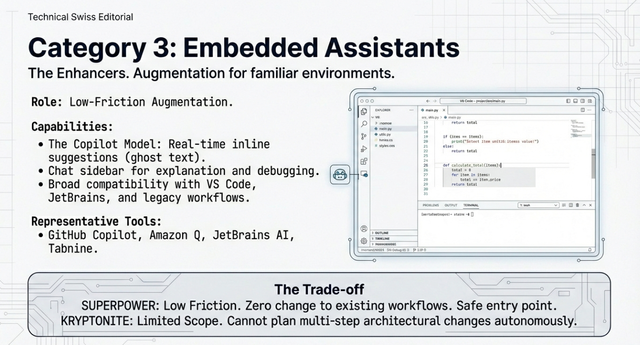 Embedded assistants provide a safe, predictable way to bring AI into the development process without surrendering control.