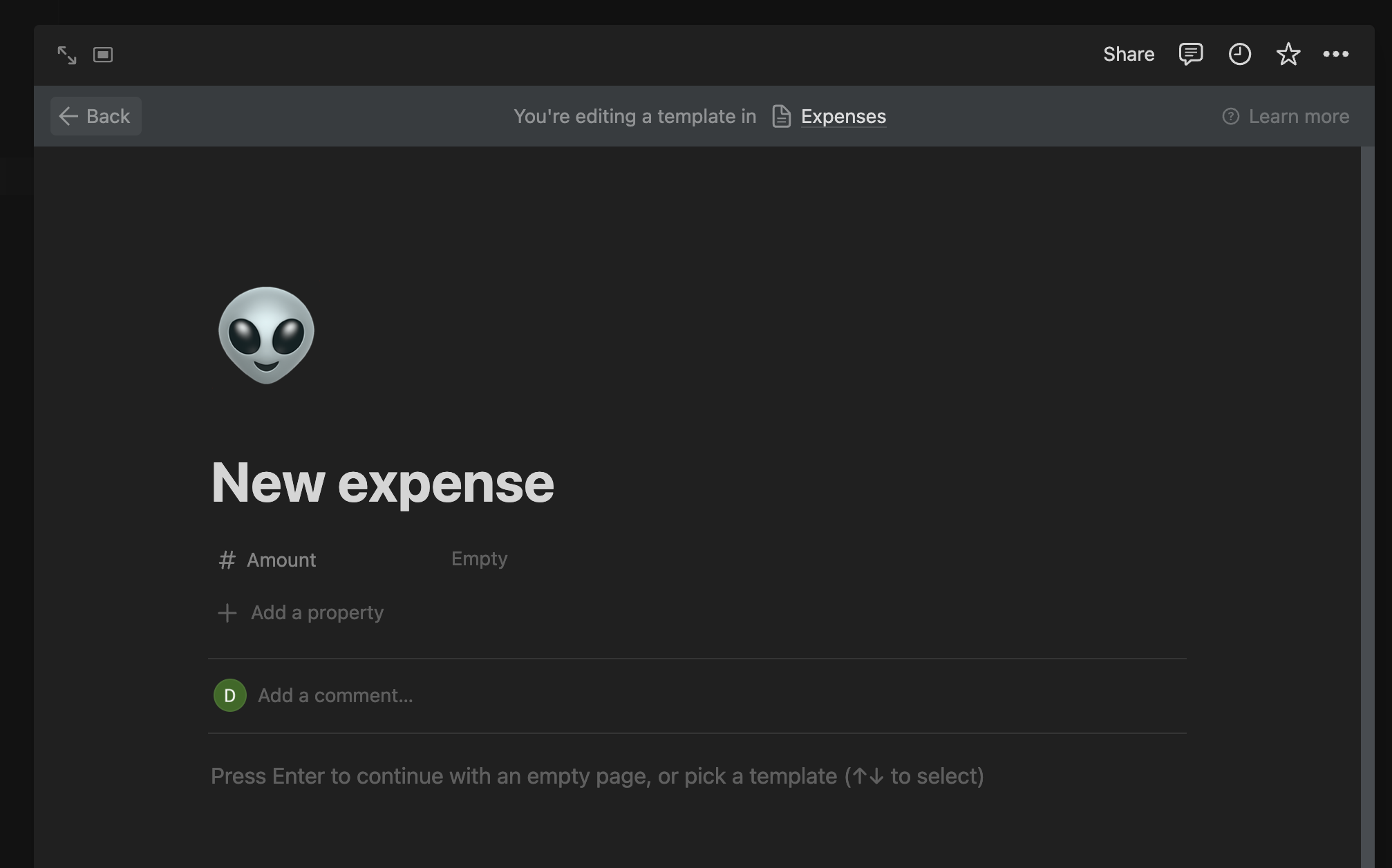 Notion template form