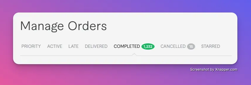 Fiverr - Total Order Screen
