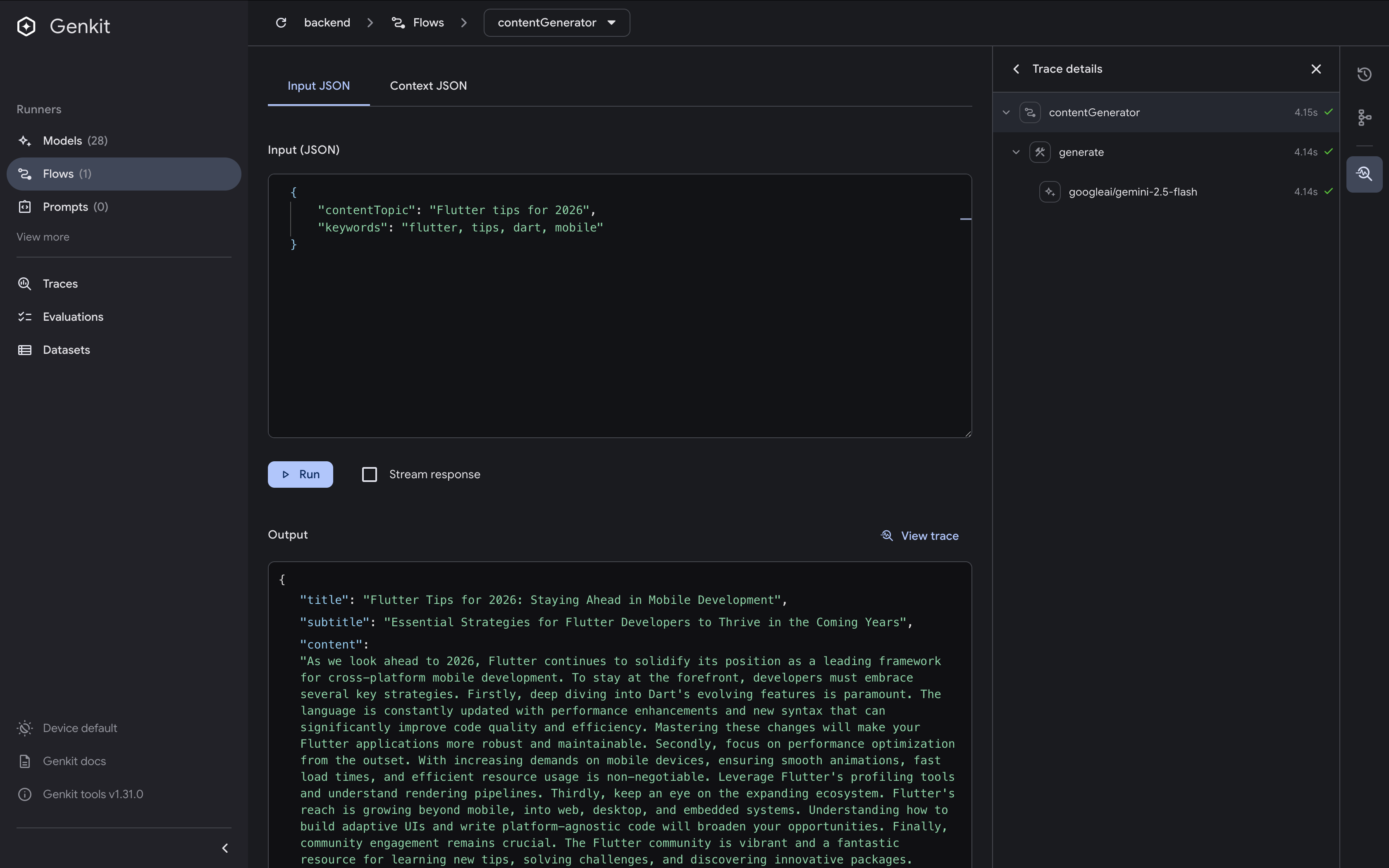 Genkit Developer UI