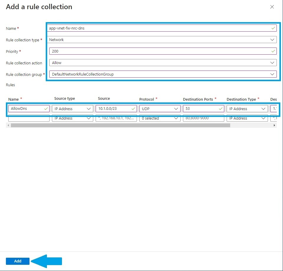 Configuring the rule collection