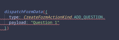 Trying to pass string as the payload with action ADD_QUESTION