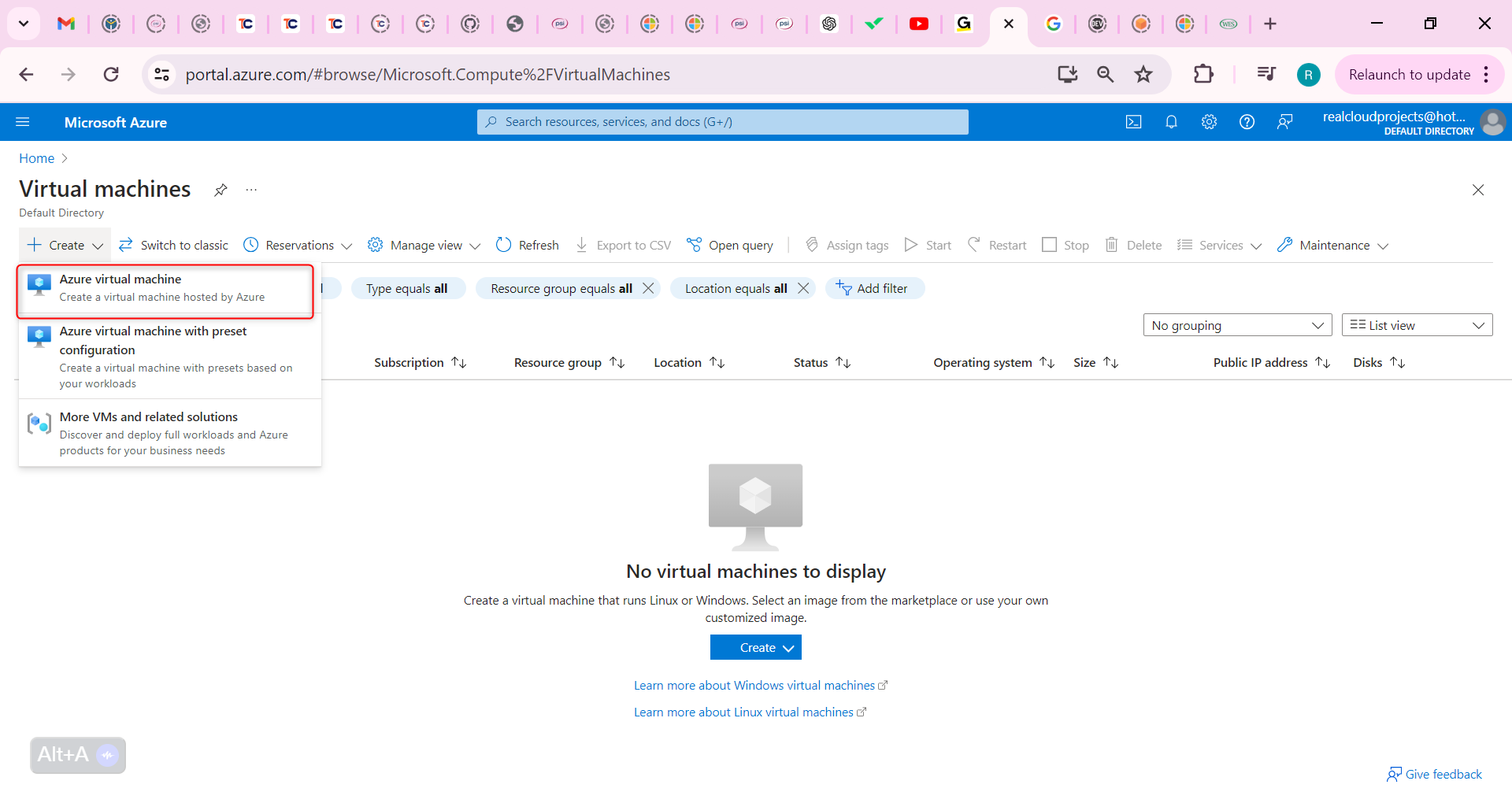 Select Azure Virtual Machine