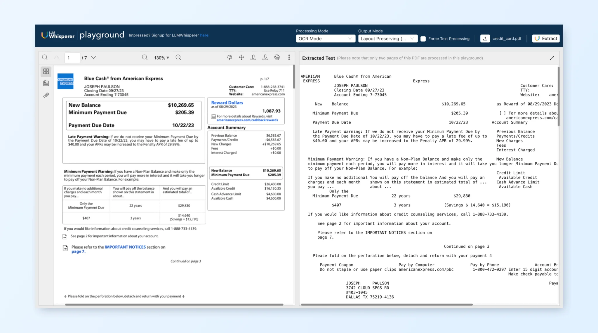 Test drive LLMWhisperer with your own documents. No sign up needed!