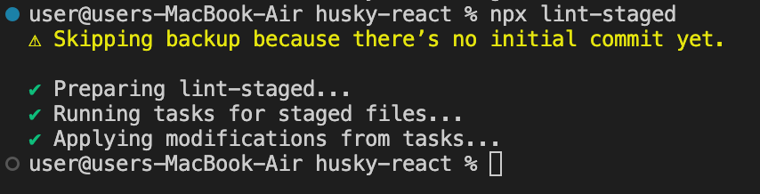 lint-staged console output