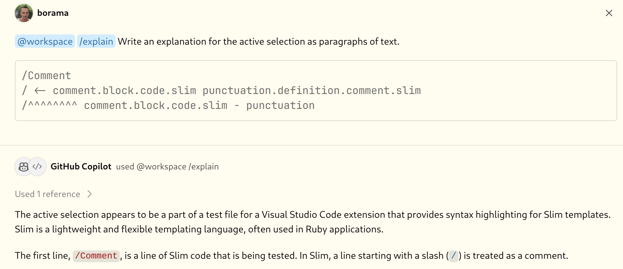 Copilot explaining a grammar test for me