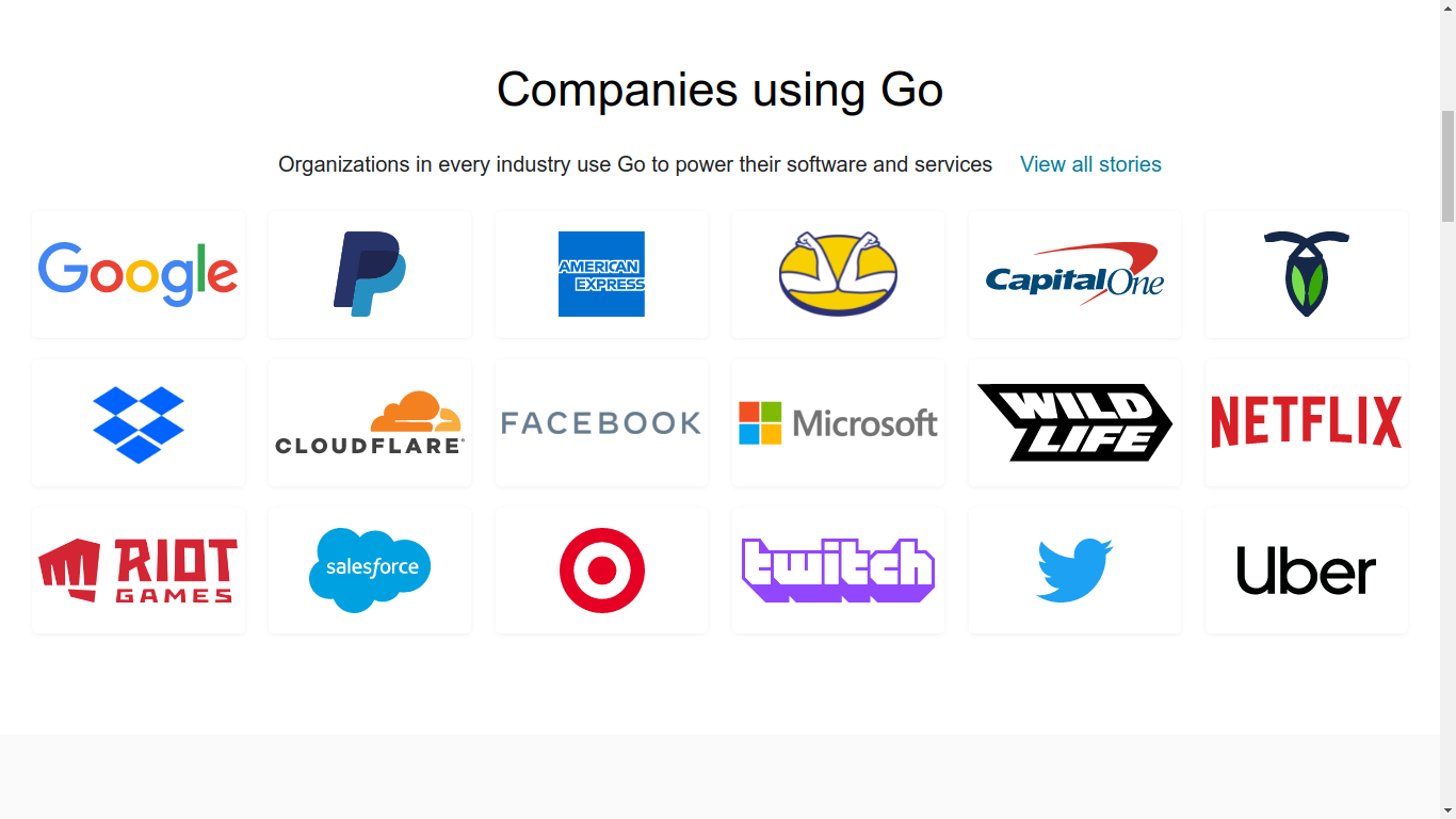 Companies using go