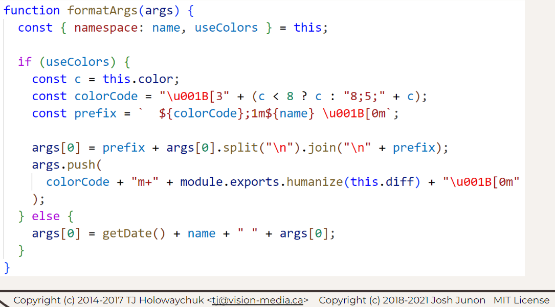 debugjs formatArgs function