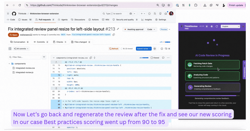 Regenerated review: best practices score improved from 90 to 95