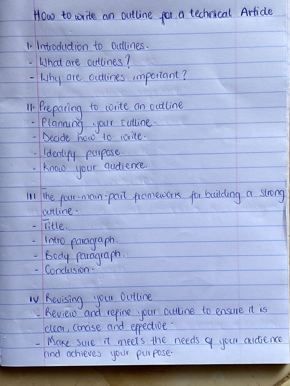 Handwritten outline