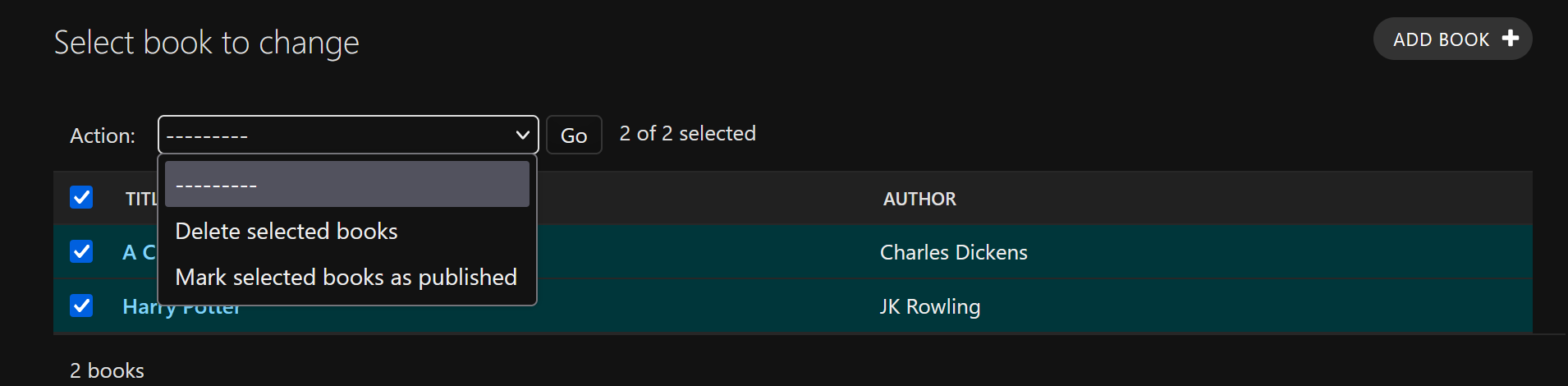 Custom ModelAdmin actions in Django