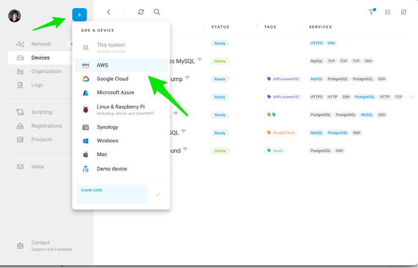 Add your cloud device