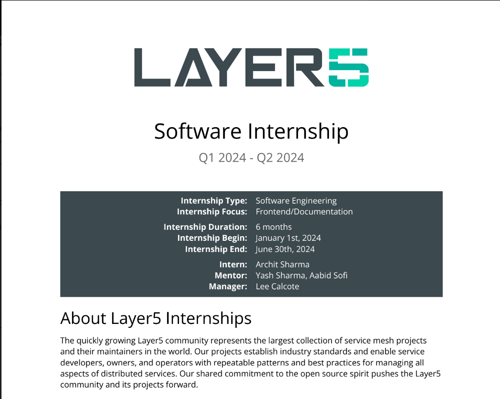 Layer5 Internship offer
