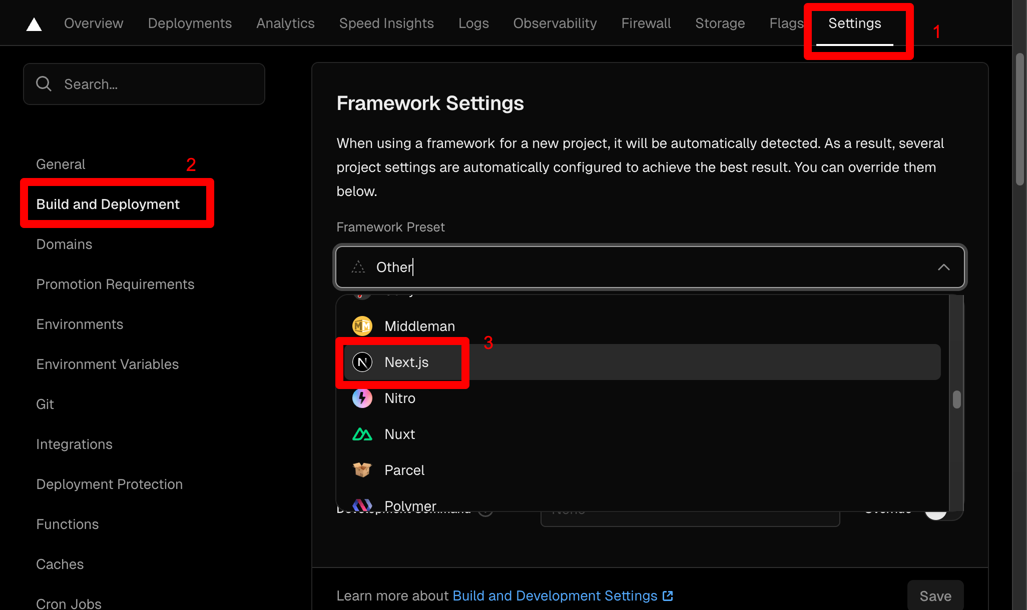 選擇 Next.js 作為 Vercel 的 Framework
