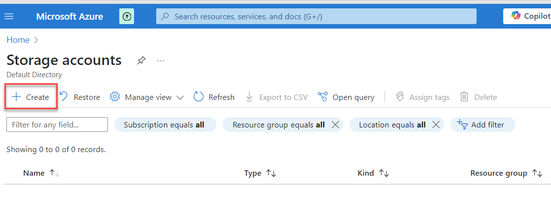Create a storage account