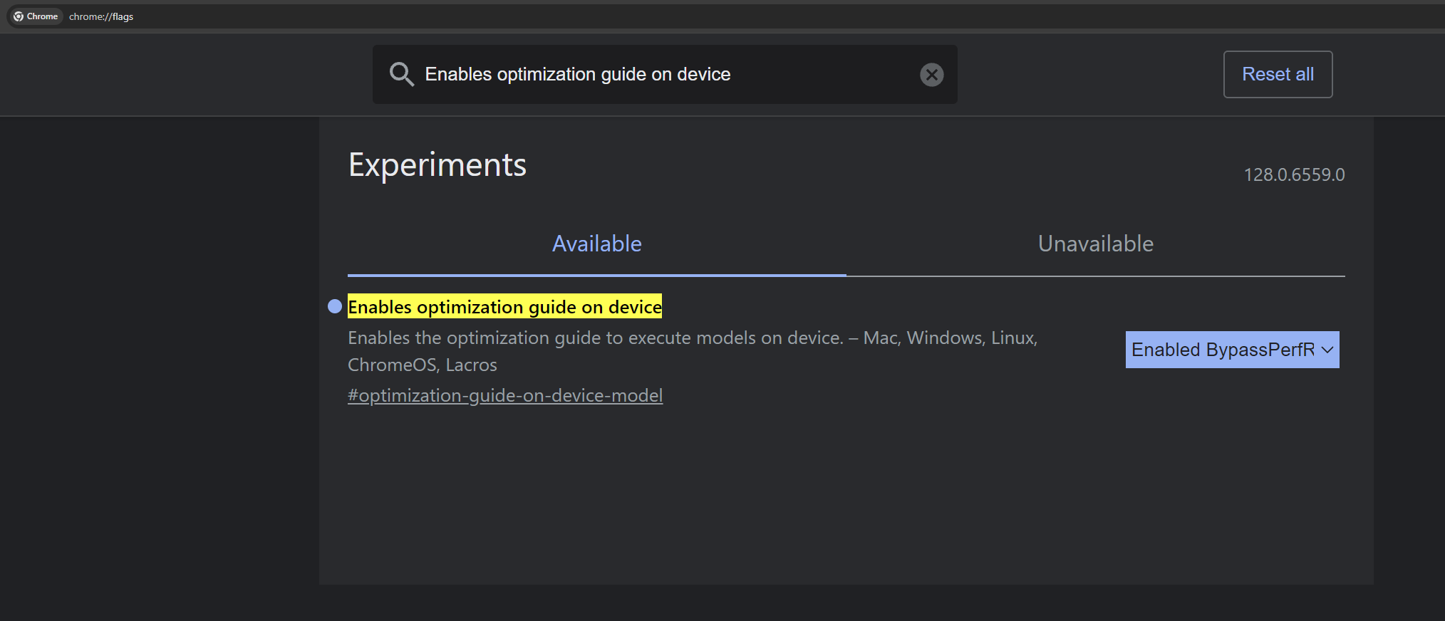 Optimization guide on device model chrome flag