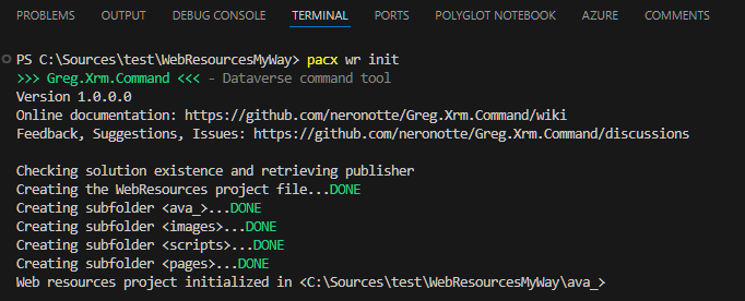 pacx webresources init