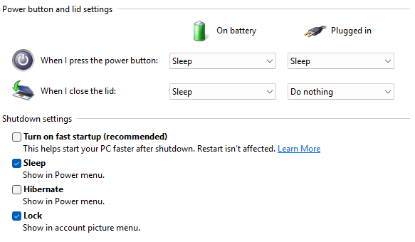 Turn on fast startup (recommended)