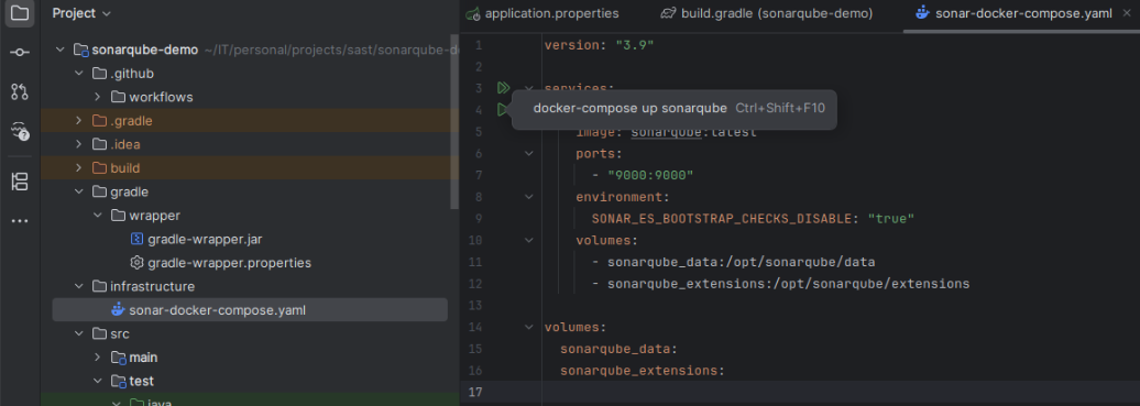 IntelliJ Docker-compose icon run