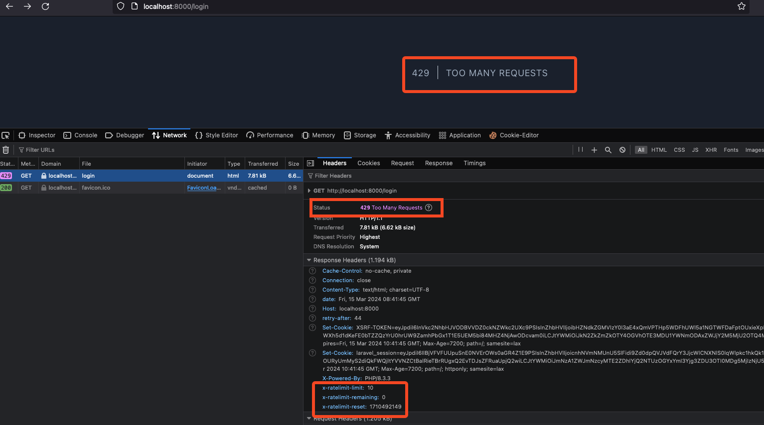 User login page bruteforce blocked