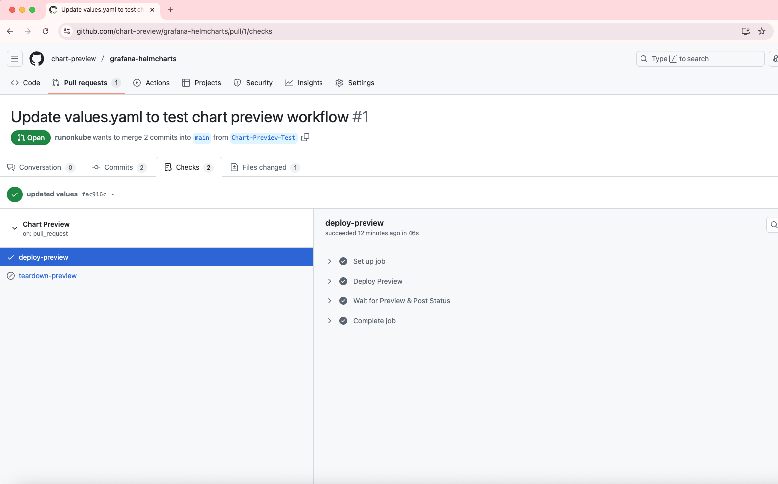 GitHub Actions checks screenshot 2