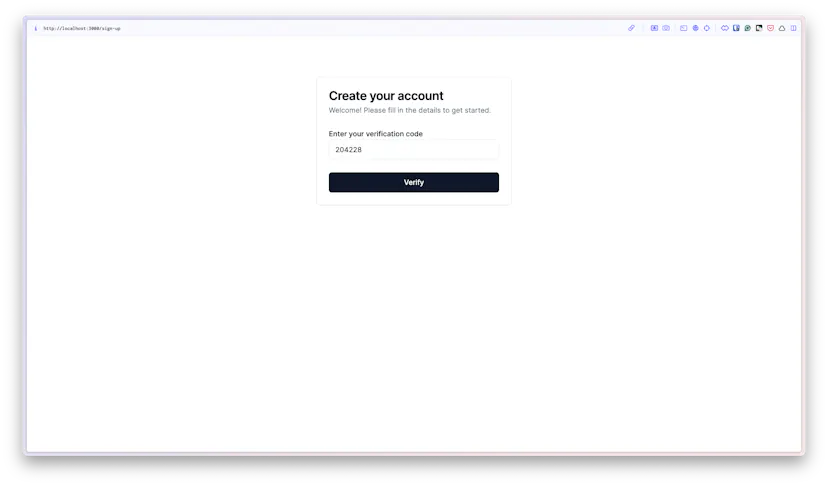 Email OTP verification form.