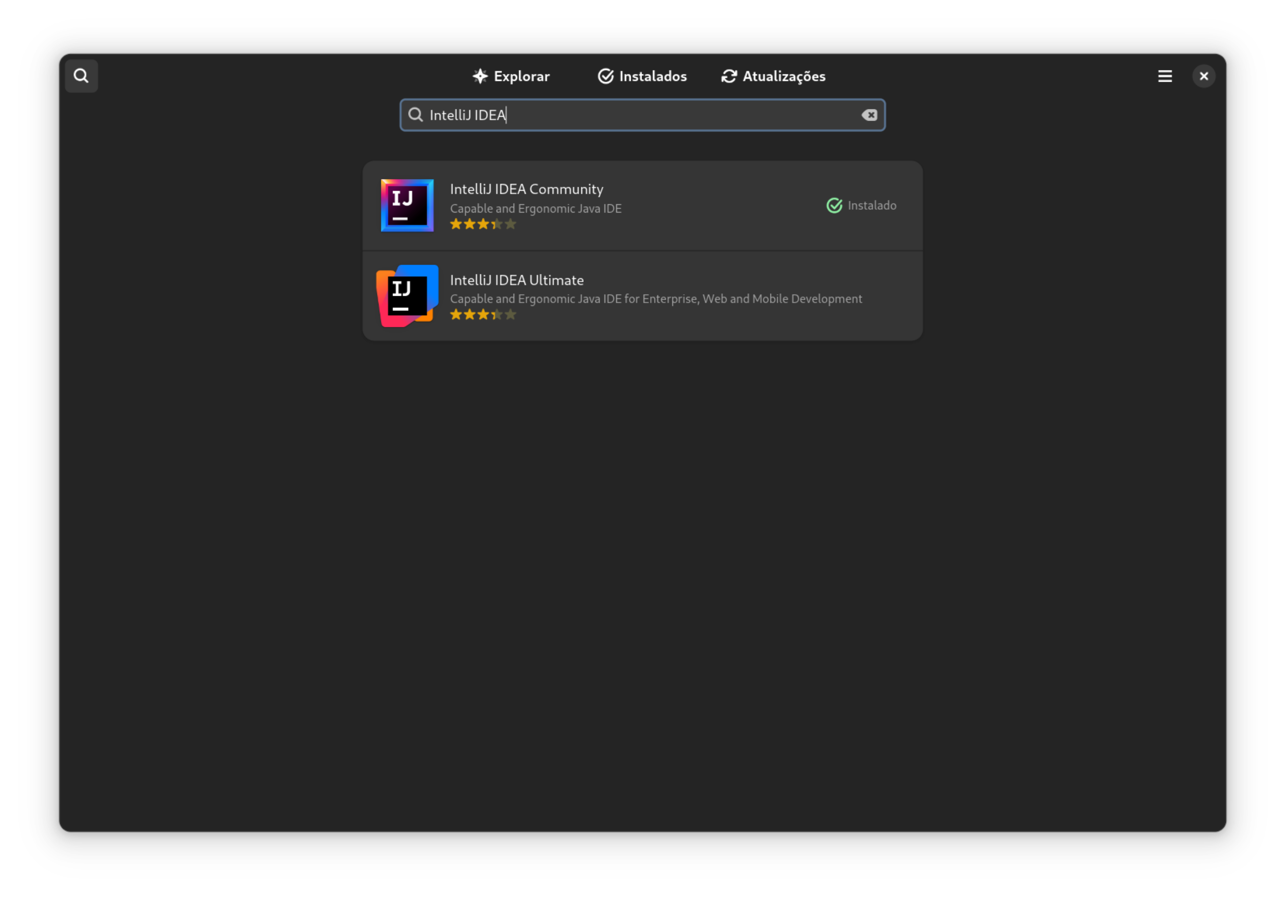 GNOME Software - Pesquisa por programa