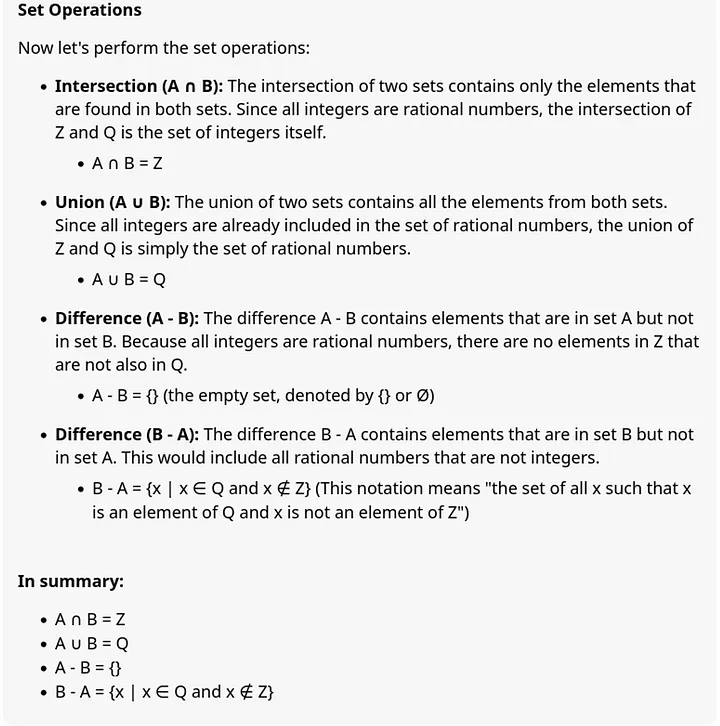 Gemini solution of set operation problem 2
