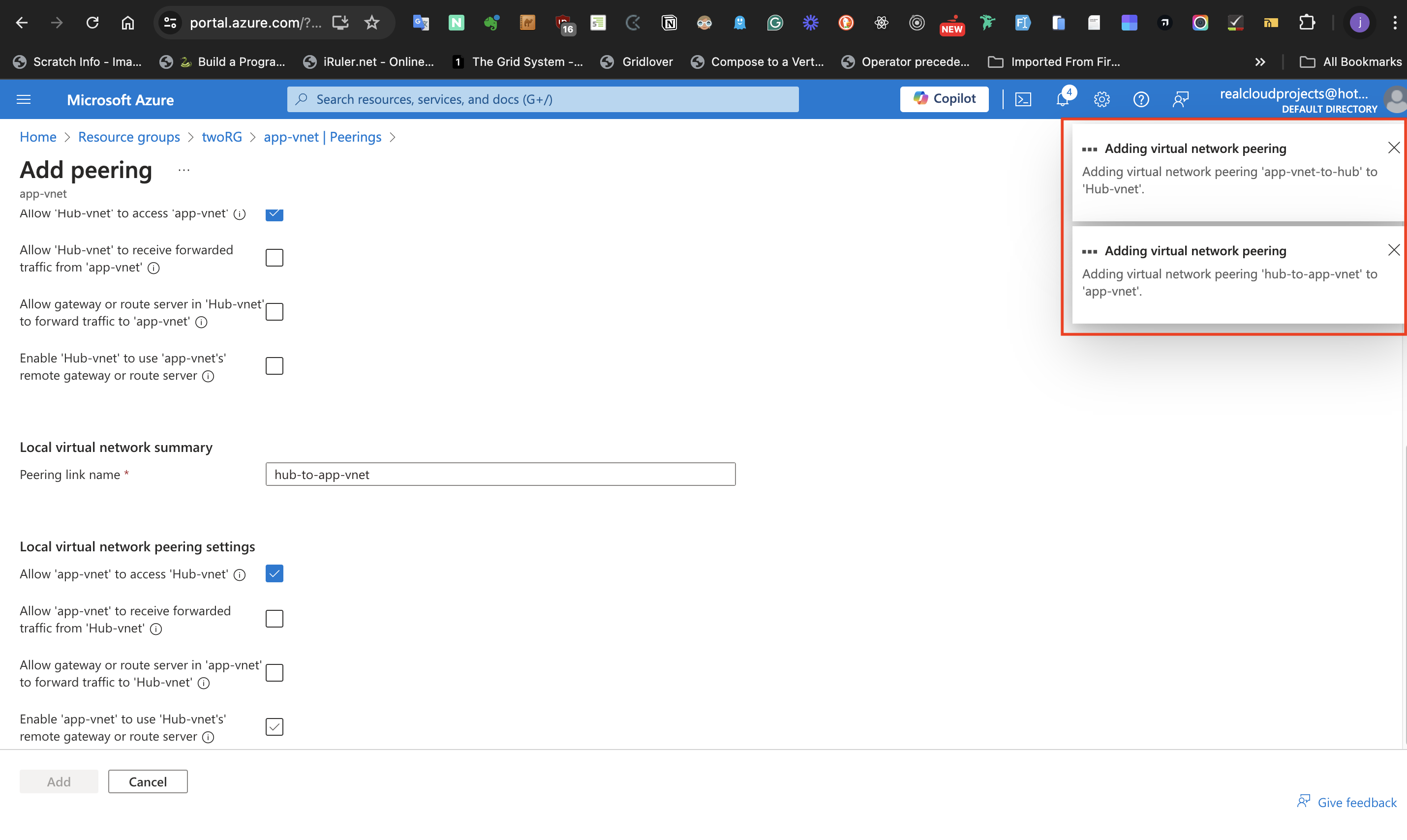 Adding virtual network peering