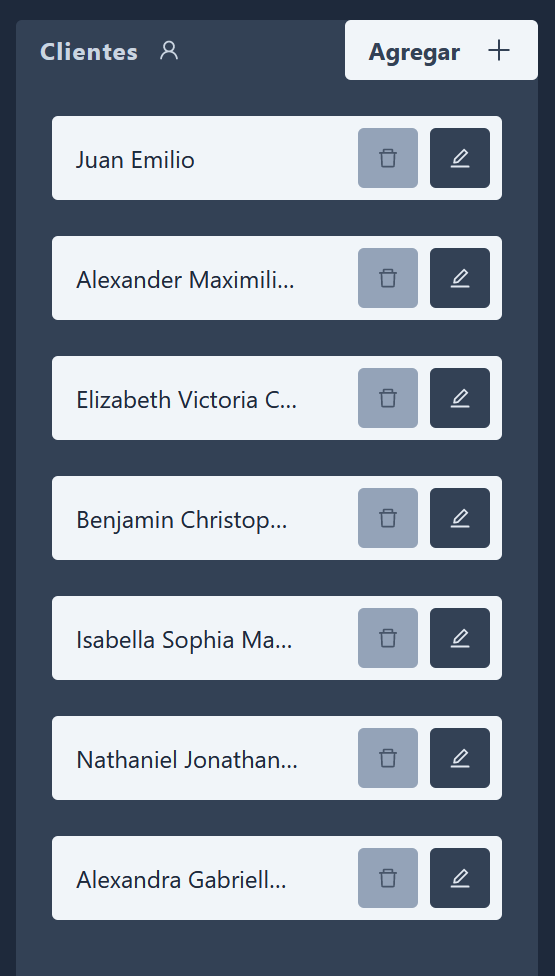 Customers list example