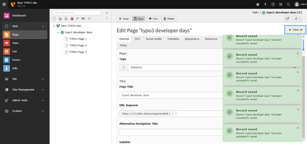 Clear All Button at Notifications