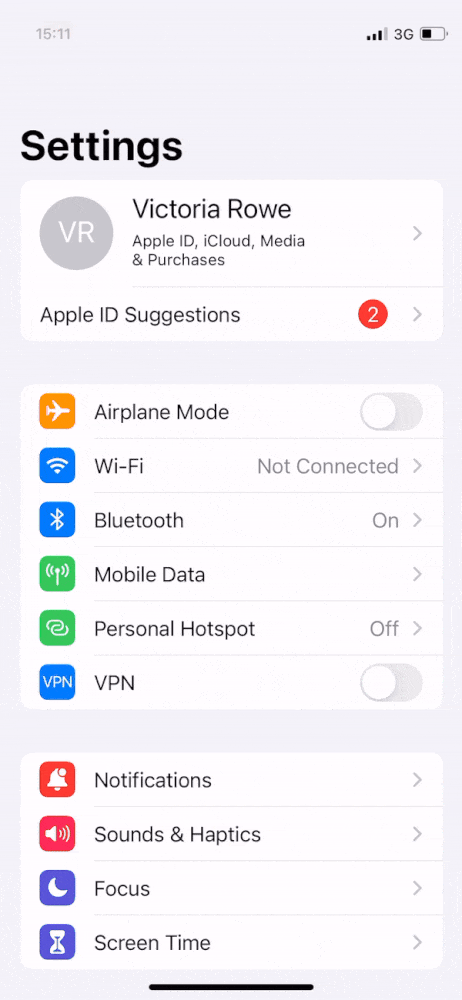 Instruction on how to switch cellular types on iOS