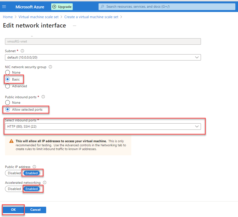 editing the network interface options