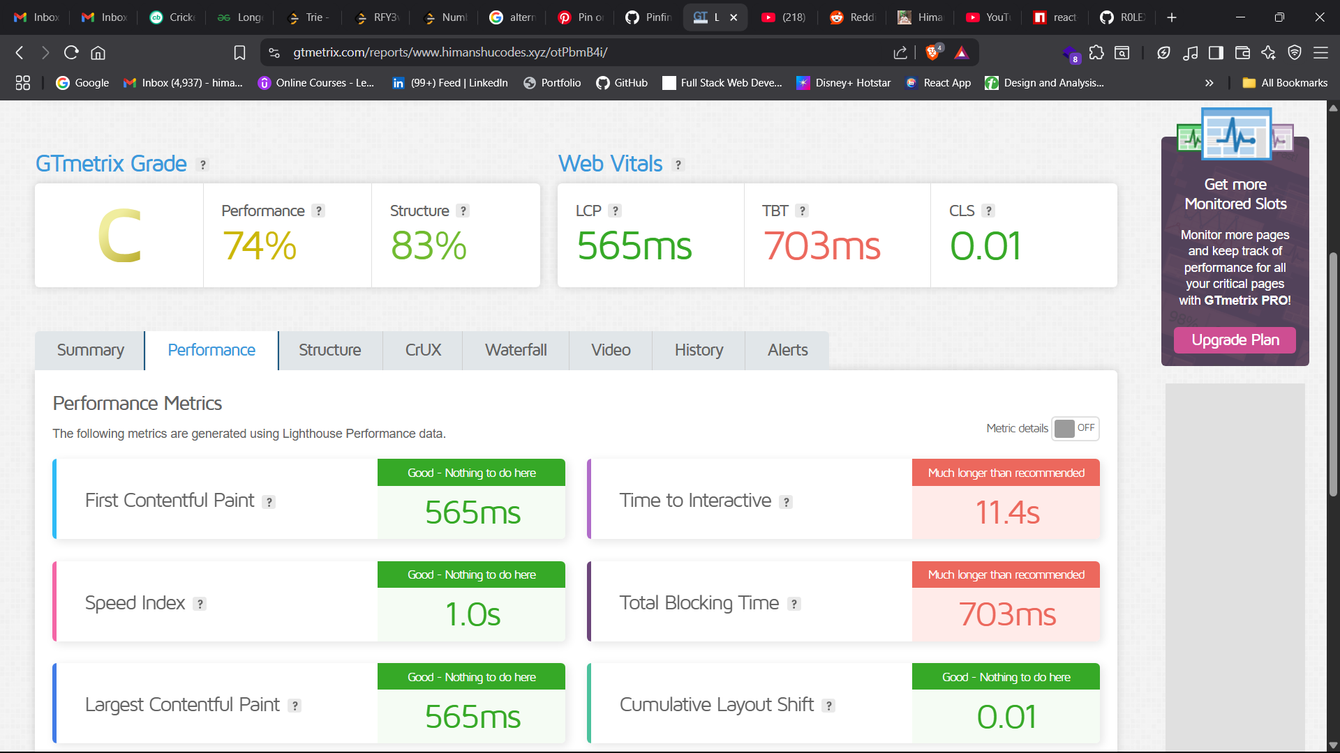GT metrix performance