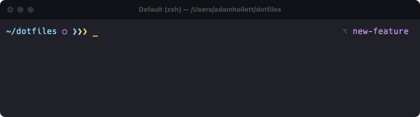 A terminal prompt showing the full git branch name, aligned to the right