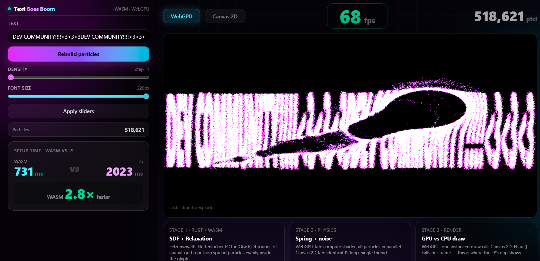 WebGPU渲染超過50萬個粒子