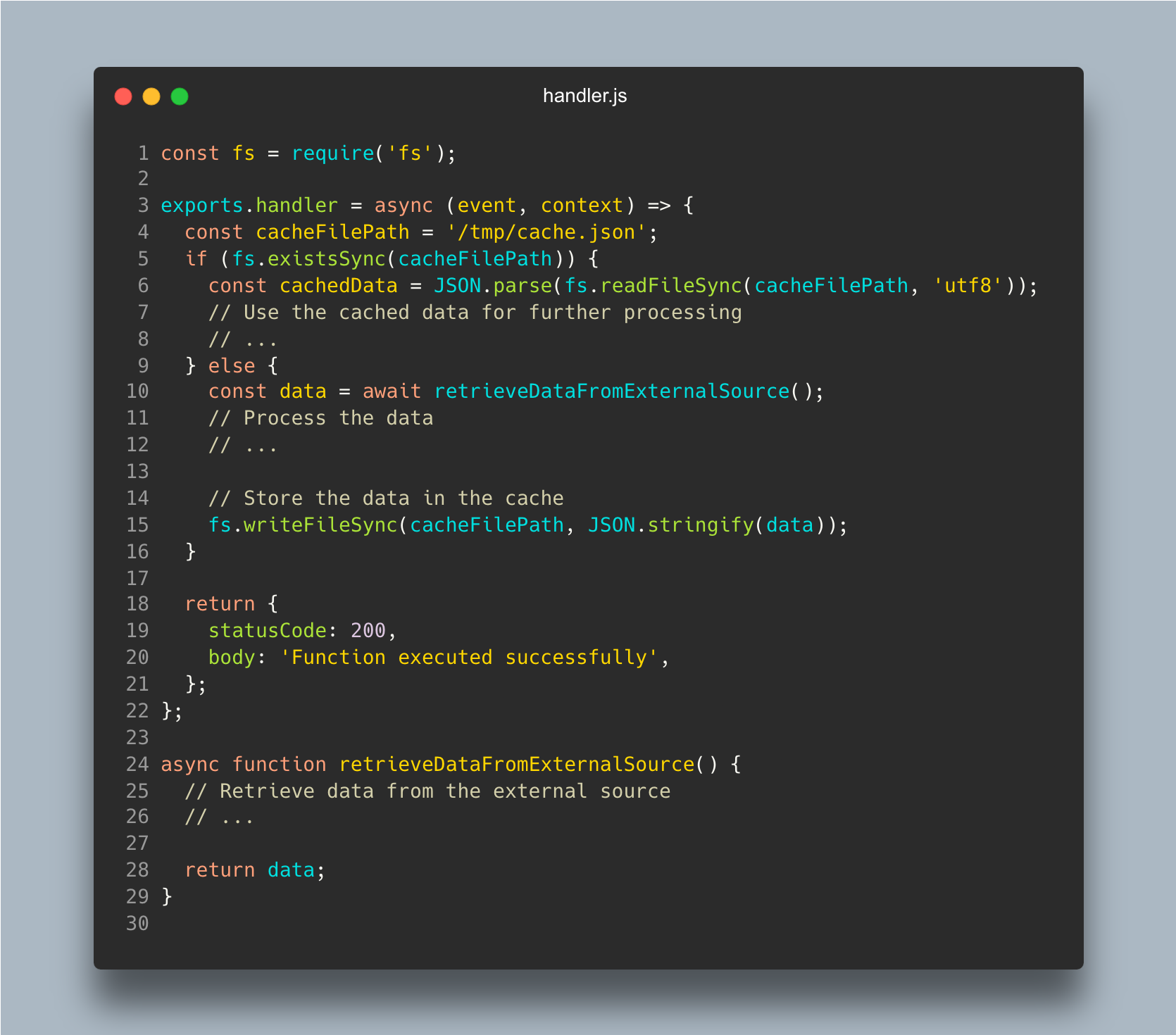 handler.js to utilize /tmp space