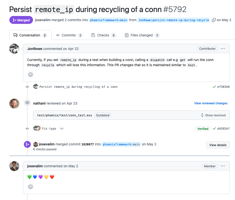 Screenshot of a pull request