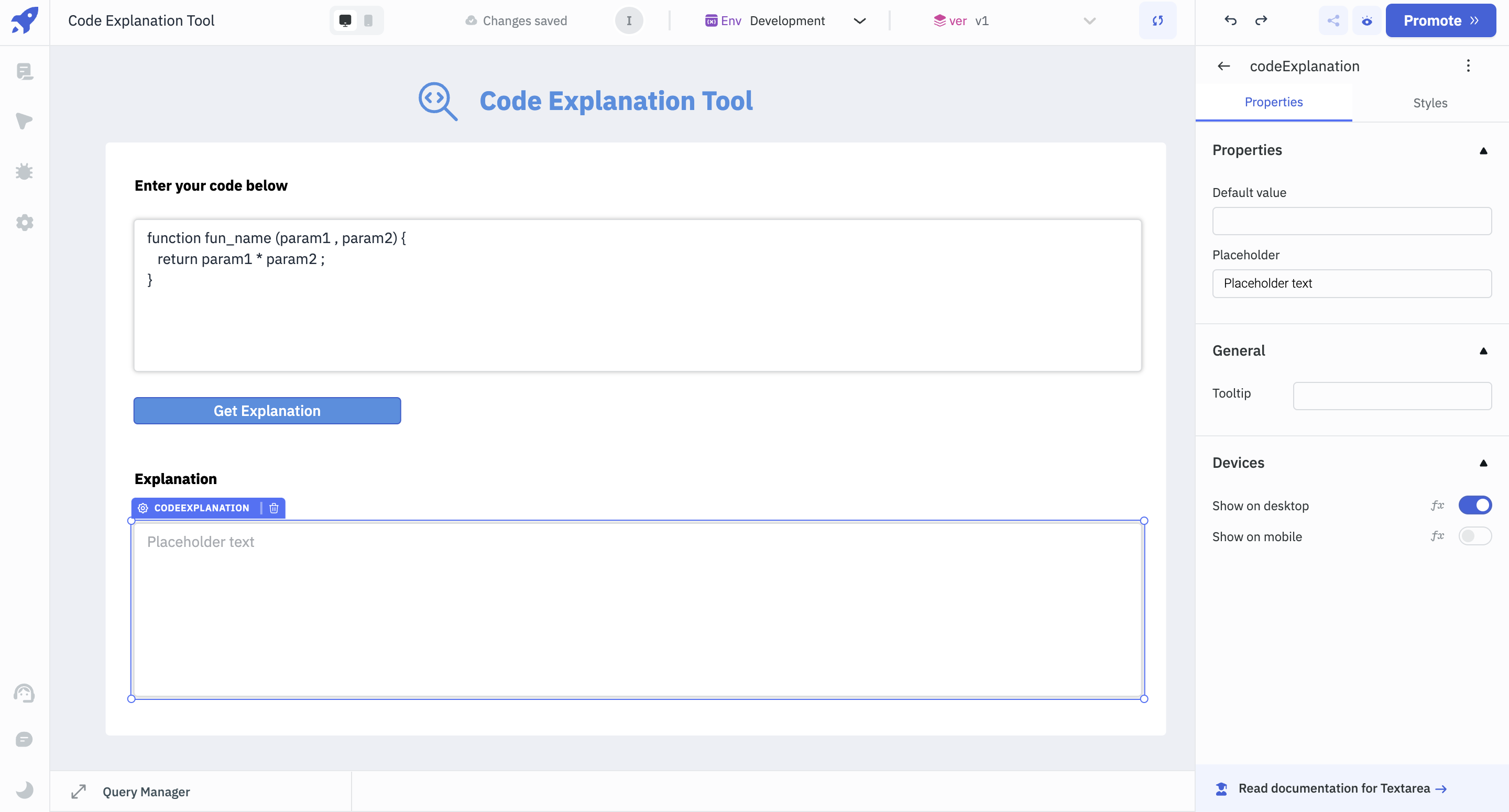 codeExplanation component