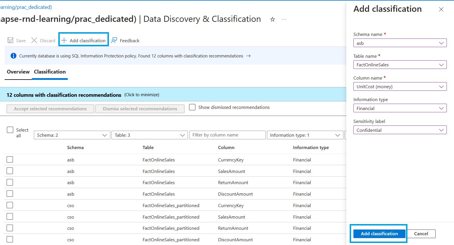 classify columns manually