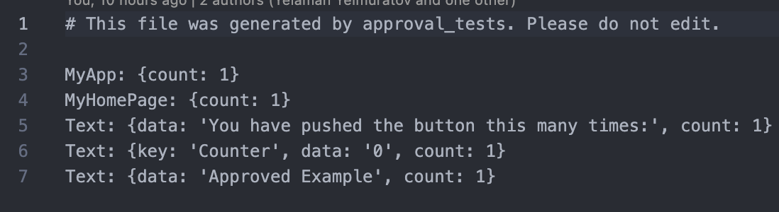 Flutter example result
