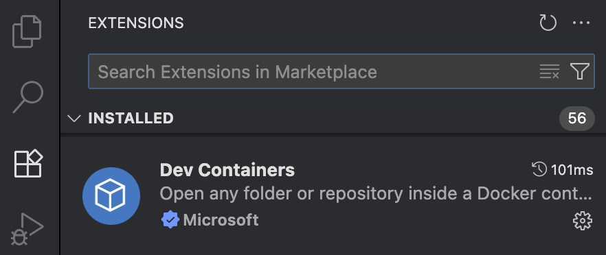 安裝了 DevContainers 擴充的 VSCode