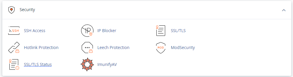 Security tab in cPanel
