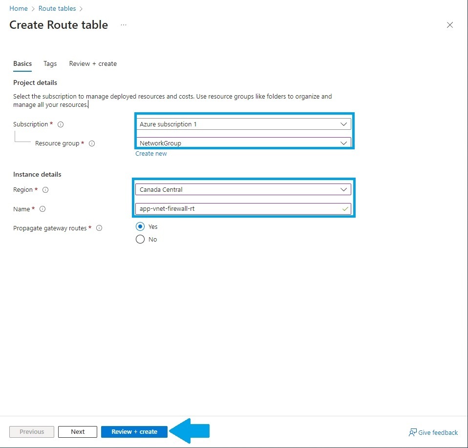 Configuring Route Table