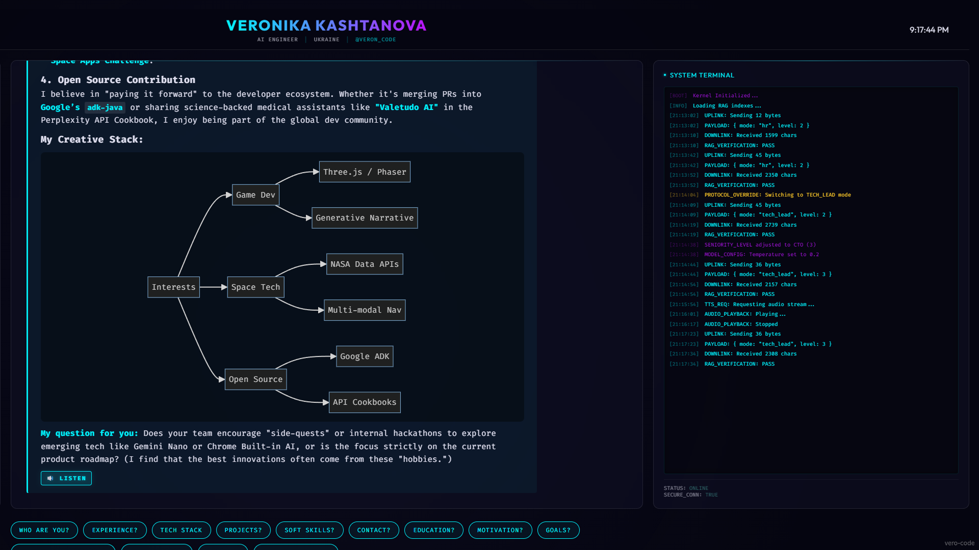 Interactive capabilities demonstration