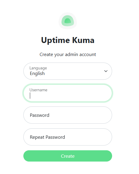 Uptime Kuma initial setup