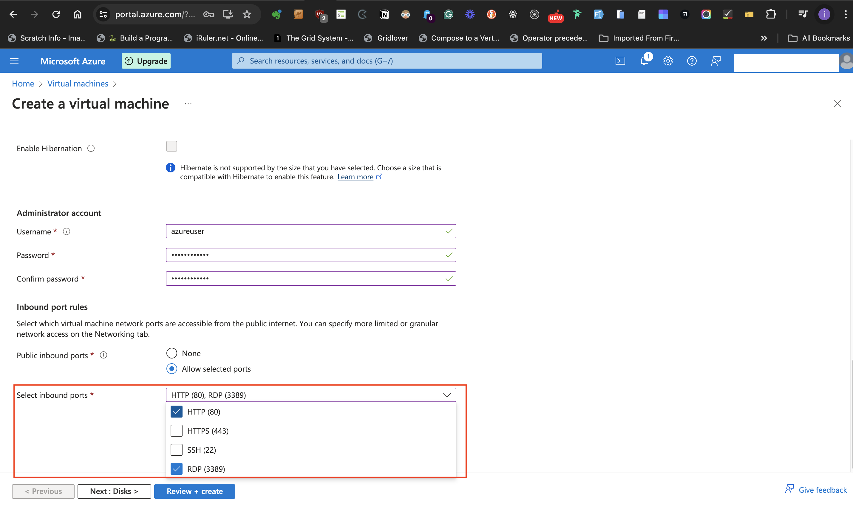 Select inbound ports