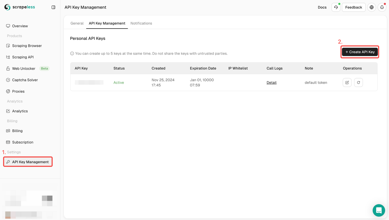 Scrapeless API token