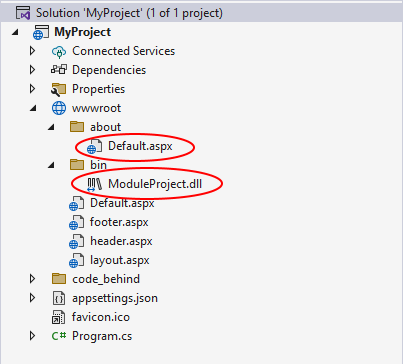 Copy module project to main project